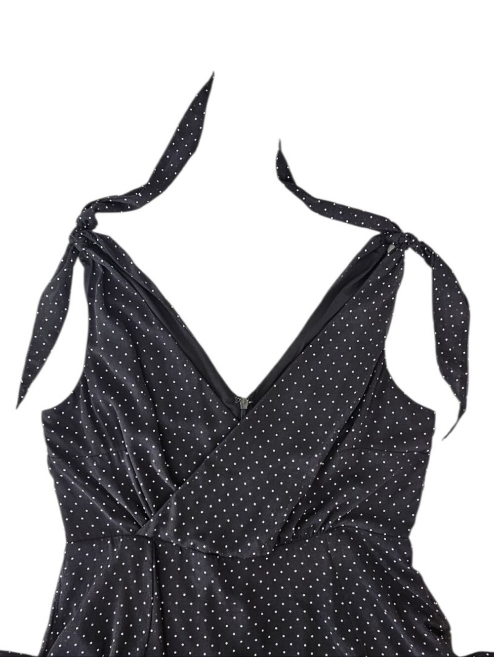 City Chic Women's S/16 Black White Polka Dot Tie Strap Wrap Midi Dress Plus Size - Picture 6 of 14